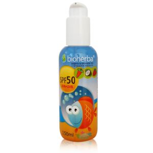 Слънцезащитен крем с масла от малина, морков и кокос SPF 50, Bioherba, 150 мл